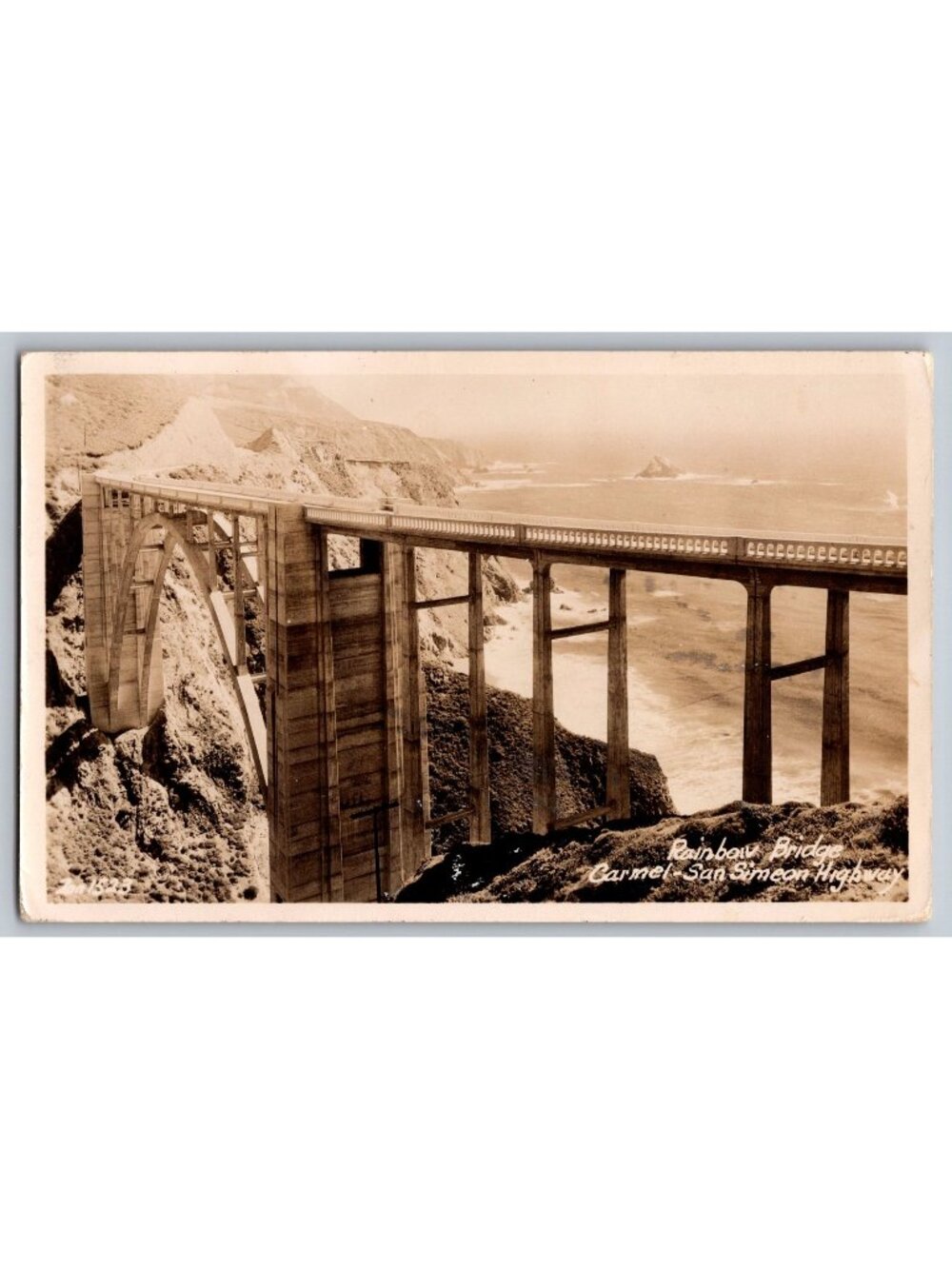 Bixby Creek Rainbow Bridge Carmel San Simeon Hwy Big Sur RPPC Postcard Zan 1523